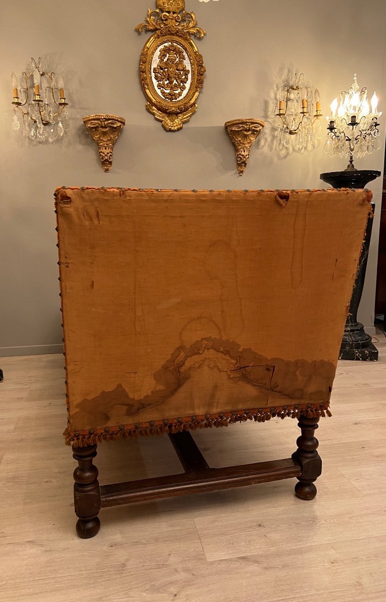 Important Chateau Bench In Walnut Louis XIII XVII Period-photo-3