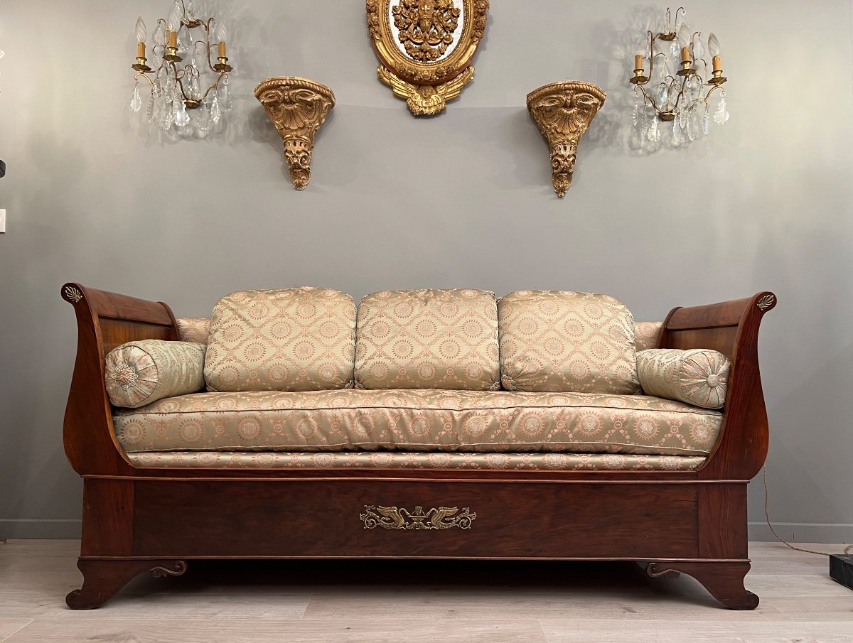 Lit De Repos Et Fauteuils En Acajou De Style Empire Epoque XIXeme-photo-2