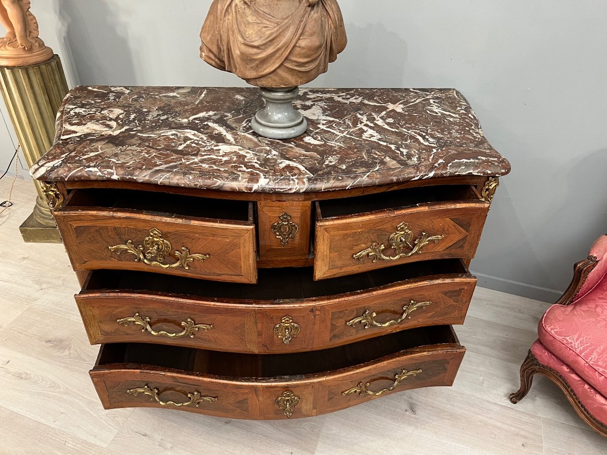 Curved Commode In Regency Period Marquetry Circa 1740-photo-2