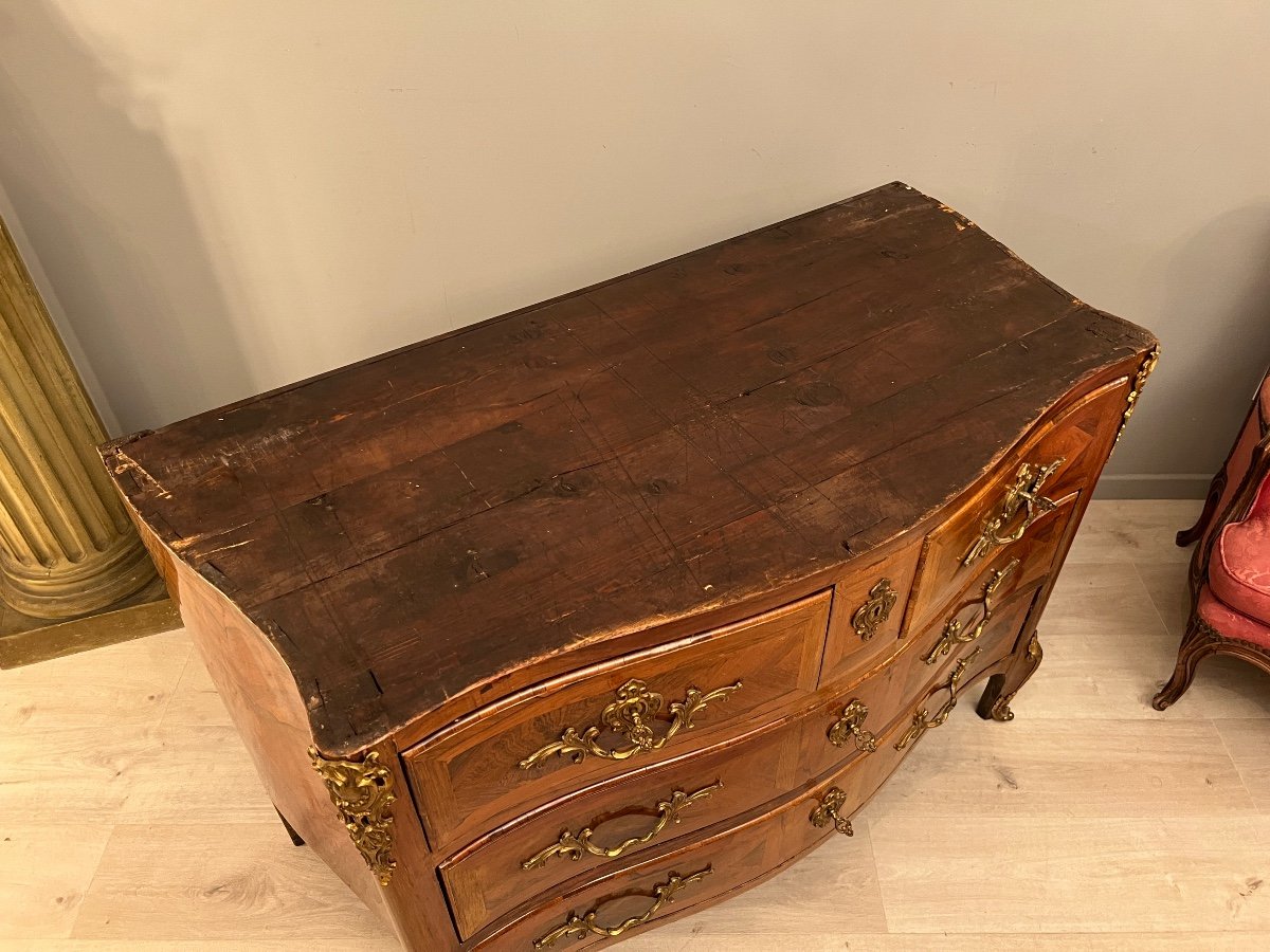 Curved Commode In Regency Period Marquetry Circa 1740-photo-4