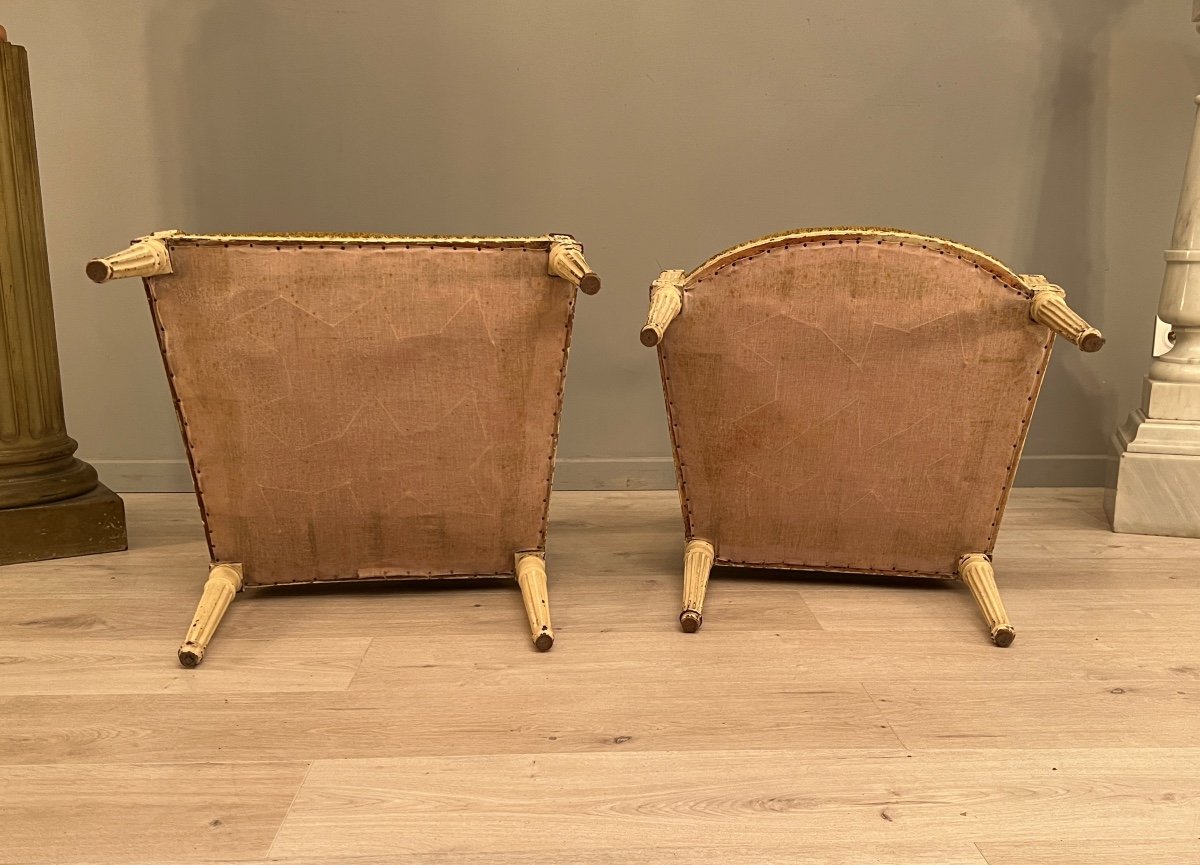 Suite Of 2 Armchairs With Flat Backrest, Louis XVI Period Around 1780-photo-4