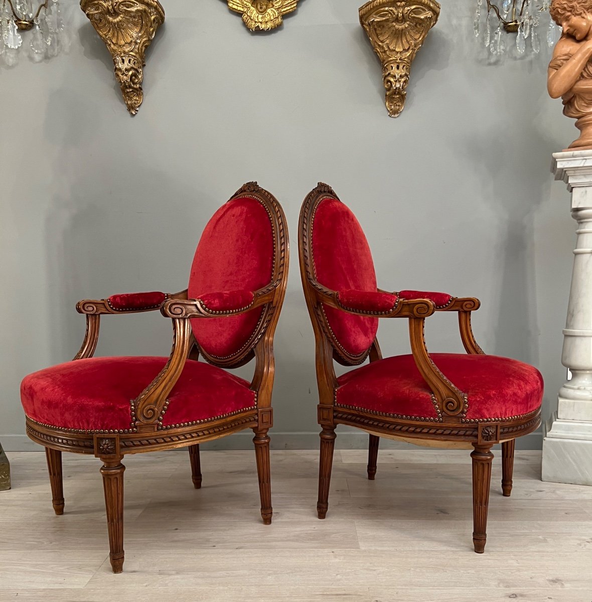 Pair Of Large Louis XVI Style Armchairs Late Nineteenth Time-photo-3