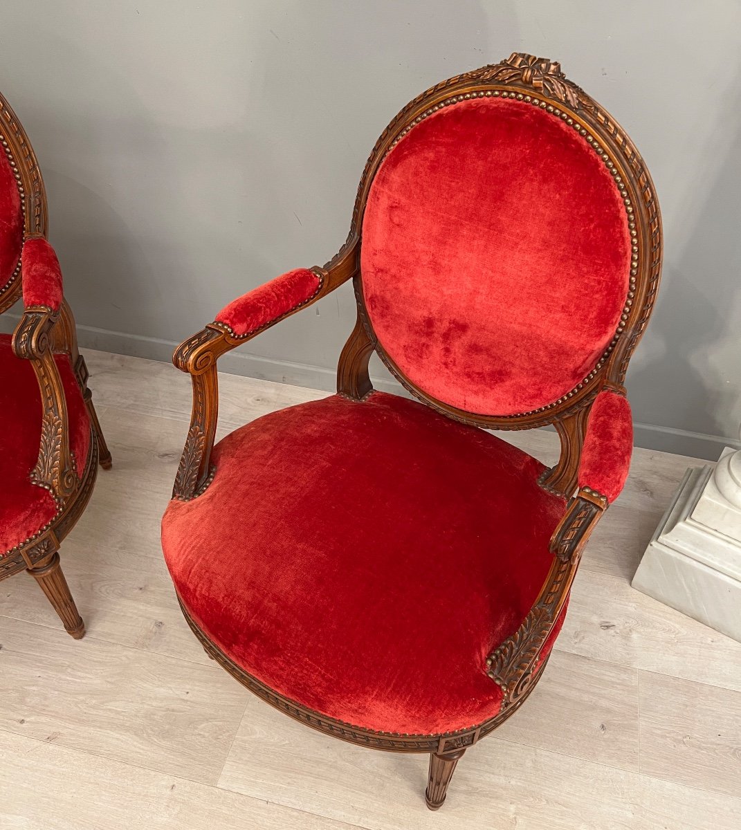 Pair Of Large Louis XVI Style Armchairs Late Nineteenth Time-photo-4