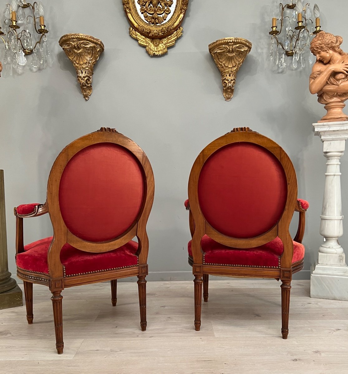 Pair Of Large Louis XVI Style Armchairs Late Nineteenth Time-photo-1