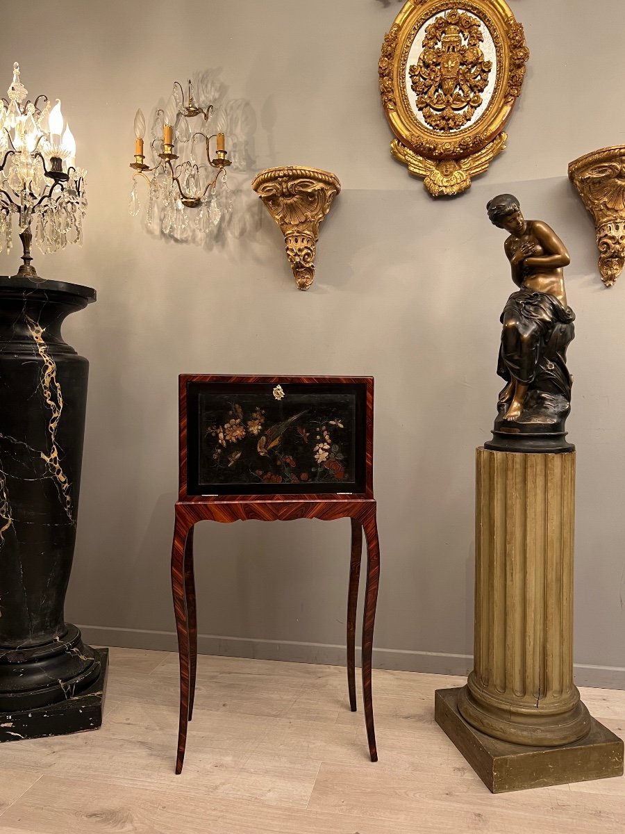 Small Louis XV Style Cabinet In Chinese Coromandel Lacquer Eighteenth Time-photo-2