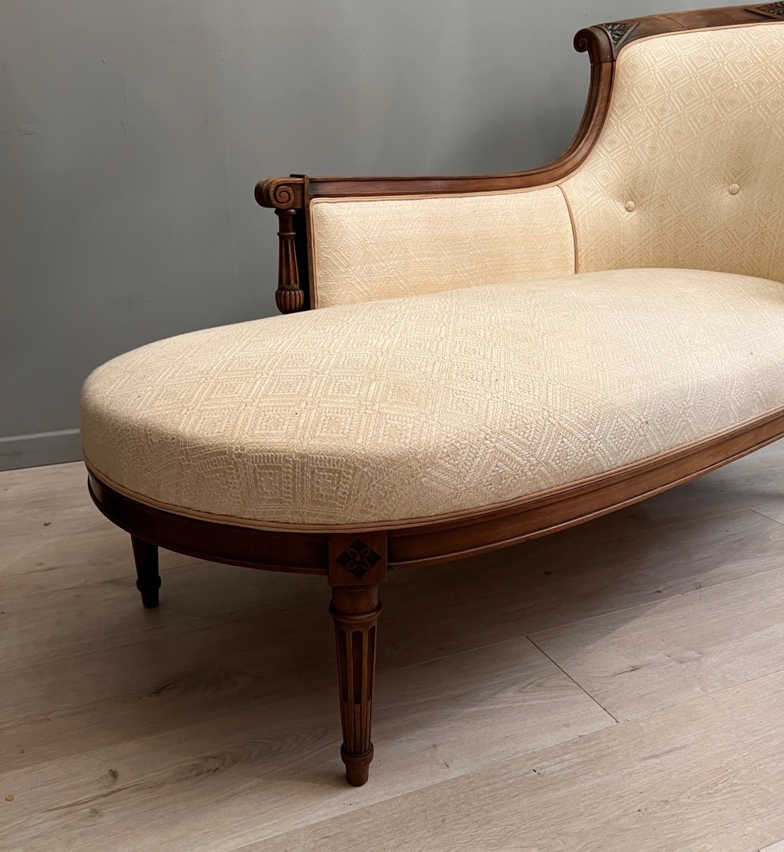 Meridian Rest Bed In Walnut Louis XVI Style Nineteenth Time-photo-4
