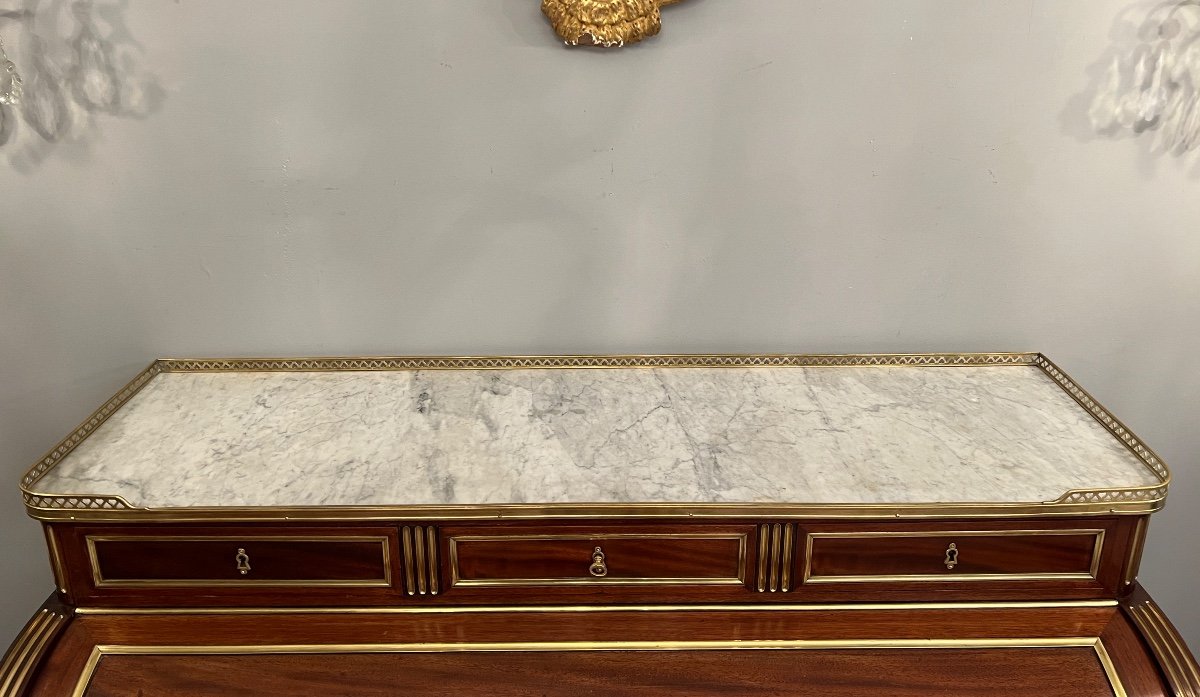 Important Cylinder Desk In Mahogany Louis XVI Style Around 1860-photo-6