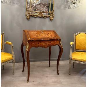 Dos d'Ane Slope Desk In Napoleon III Marquetry Circa 1870