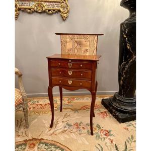 Chiffonniere Writing Table In Solid Mahogany Port Work Louis XV Period