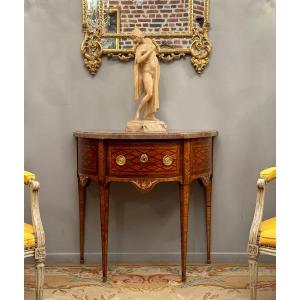 Rare Commode Dite Perruquiere In Louis XVI Marquetry Circa 1770