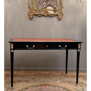 Maison Jansen, Bureau De Style Louis XVI Laque Noir Laiton Doré Vers 1900