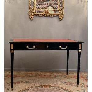 Maison Jansen, Louis XVI Style Desk Black Lacquer Golden Brass Circa 1900