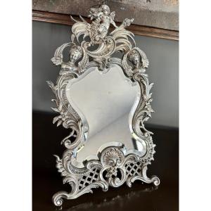 Table Mirror In Silver Bronze Louis XV Style Nineteenth Time