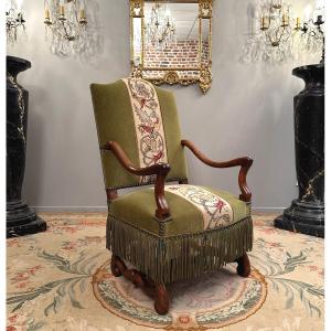 Fauteuil En Noyer d'Epoque Louis XIII XVIIeme Siecle