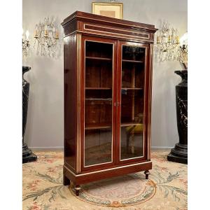 Small Library Showcase In Mahogany Louis XVI Style Nineteenth Time Around 1860