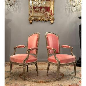 Pair Of Cabriolet Armchairs From The Louis XVI Period Around 1770