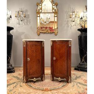 Pair Of Corners In Marquetry Louis XVI XVIIIth