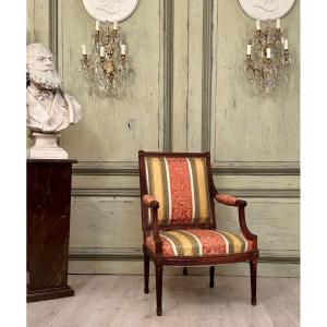 Fauteuil A Dossier Plat d'Epoque Louis XVI Vers 1780