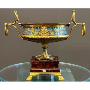 Ferdinand Barbedienne, Coupe Emaux Cloisonnés Et Bronze (1810 - 1892)