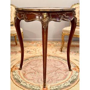 Dlg Francois Linke, Table De Salon Gueridon Acajou Et Bronze De Style Louis XV