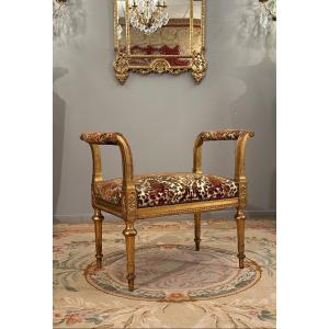 Piano Bench In Golden Wood Louis XVI Style Napoleon III Period