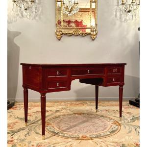 Nicolas Petit, Stamped Mahogany Flat Desk From Louis XVI Period Circa 1770