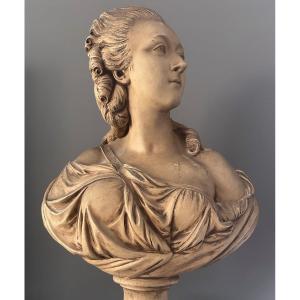 Augustin Pajou, Sculpture Buste Terre Cuite La Comtesse Du Barry Epoque XIXème