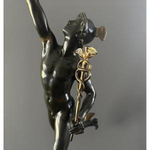 After Jean De Bologne, Mercury Sculpture In Bronze From The 19th Century