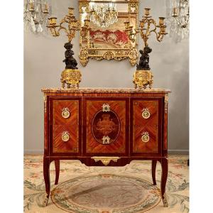 Sauteuse Commode In Marquetry From Louis XV Louis XVI Transition Period Circa 1760