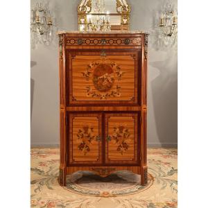 Secretary In Louis XVI Style Marquetry Around 1900