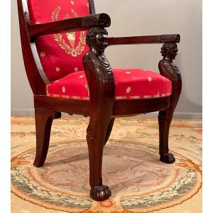 Bernard Molitor,  Fauteuil En Acajou d'Epoque Consulat Vers 1800