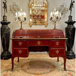 Important Middle Cylinder Desk With Slats, Louis XV Period Circa 1760