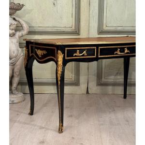 Maison Jansen, Louis XV Style Black Lacquered Desk Circa 1940-1950 