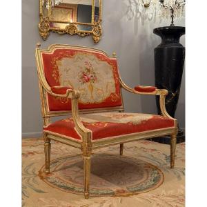Lacquered Wood Marquise Stamped Louis XVI Period Chateau Furniture, Circa 1780