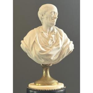 Sculpture Buste en Biscuit Voltaire d'Epoque Louis XVI, Vers 1780