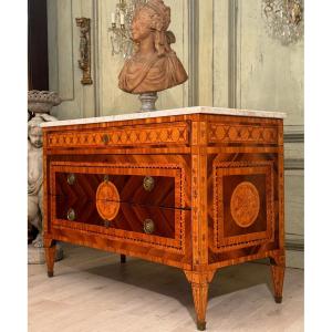Louis XVI Period Marquetry Chest Of Drawers, Italy, Circa 1780