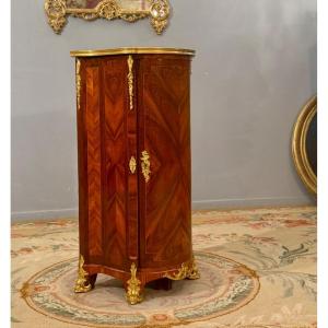 Petit Meuble d'Entre Deux en Marqueterie de Style Transition Louis XV - Louis XVI