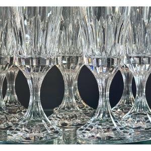 Maison Baccarat, Modèle ASSAS, Série de 8 Verres à Eau Cristal Taillé