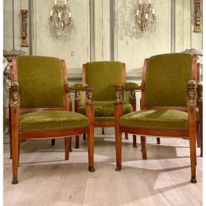 Empire Period Mahogany Living Room Furniture, Circa 1810