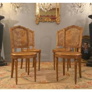Set Of Four Giltwood Chairs In The Louis XVI Style, Napoleon III Period