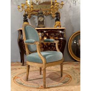 Denis Jullienne, Fauteuil Cabriolet Estampillé d'Epoque Louis XVI, Vers 1780