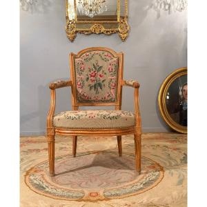 Claude Sené, Fauteuil Cabriolet Stamped Louis XVI Period, Circa 1780