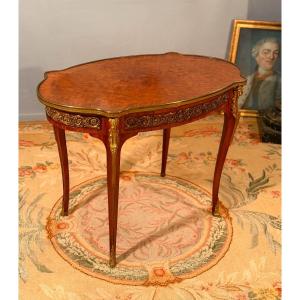 Dlg Linke, Table de Milieu en Marqueterie de Style Louis XV, Vers 1900