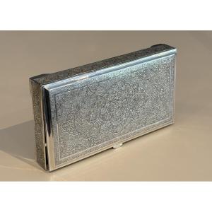 Iran,  Coffret Boîte Argent Massif Ciselé, Epoque Fin XIXème