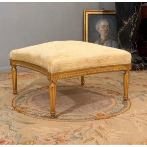 Pouf Tabouret en Bois Doré de Style Louis XVI, Epoque Napoléon III