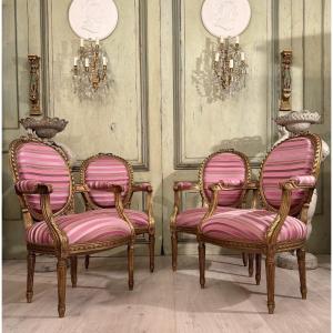 Suite de 4 Fauteuils de Style Louis XVI, Vers 1900
