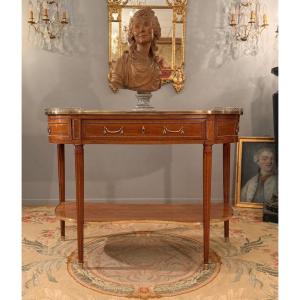 Fidelys Schey, Important Mahogany Console Stamped Louis XVI Period, Circa 1780