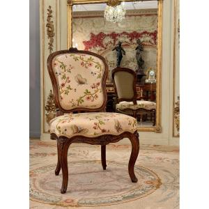 Chaise de Salon en Bois Sculpté d'Epoque Louis XV, vers 1750