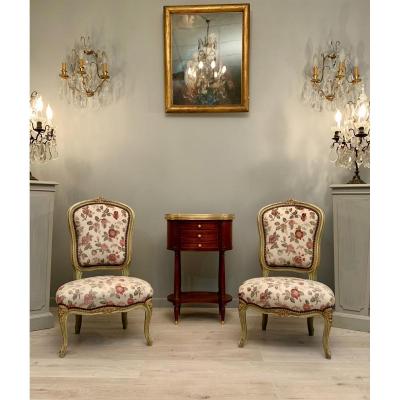 Paire De Chaises Chauffeuses De Style Louis XV Epoque XIXeme