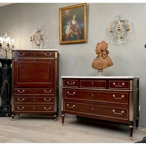 Jacob Desmalter, Chest Of Drawers Secretary Mahogany Louis XVI Period Late Eighteenth